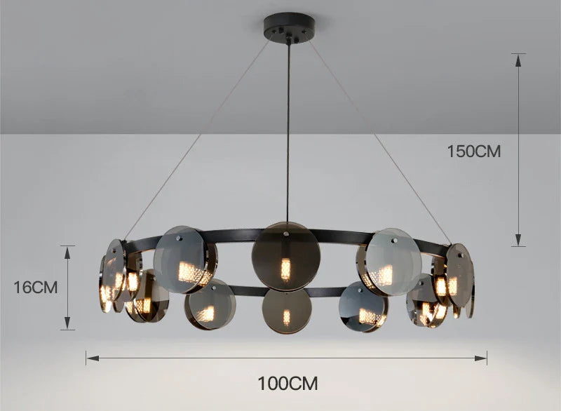 Afralia™ Nordic Grey/Gold Glass Pendant Light for Living Room, Dining Table, Kitchen Island