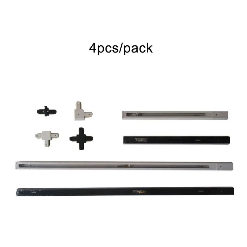 Afralia™ Ceiling Track Rail Connector Set: Black/White, Straight/Cross, 0.5m/1m, 2-Wire