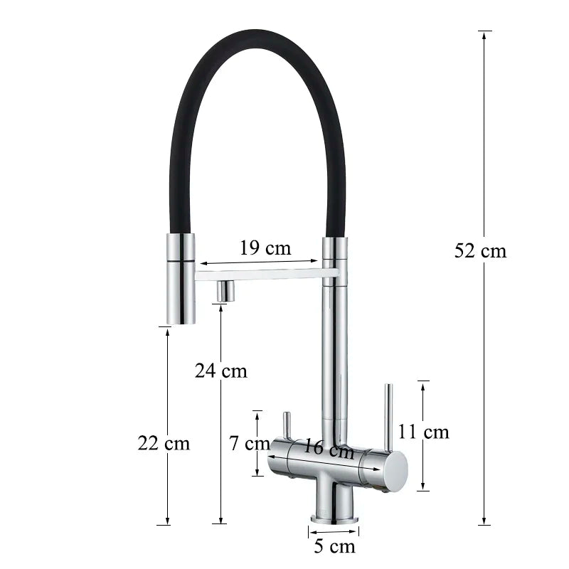 Afralia™ Chrome Water Filter Kitchen Faucet Rotatable Cold Hot Mixer Pure Drinking Water Tap