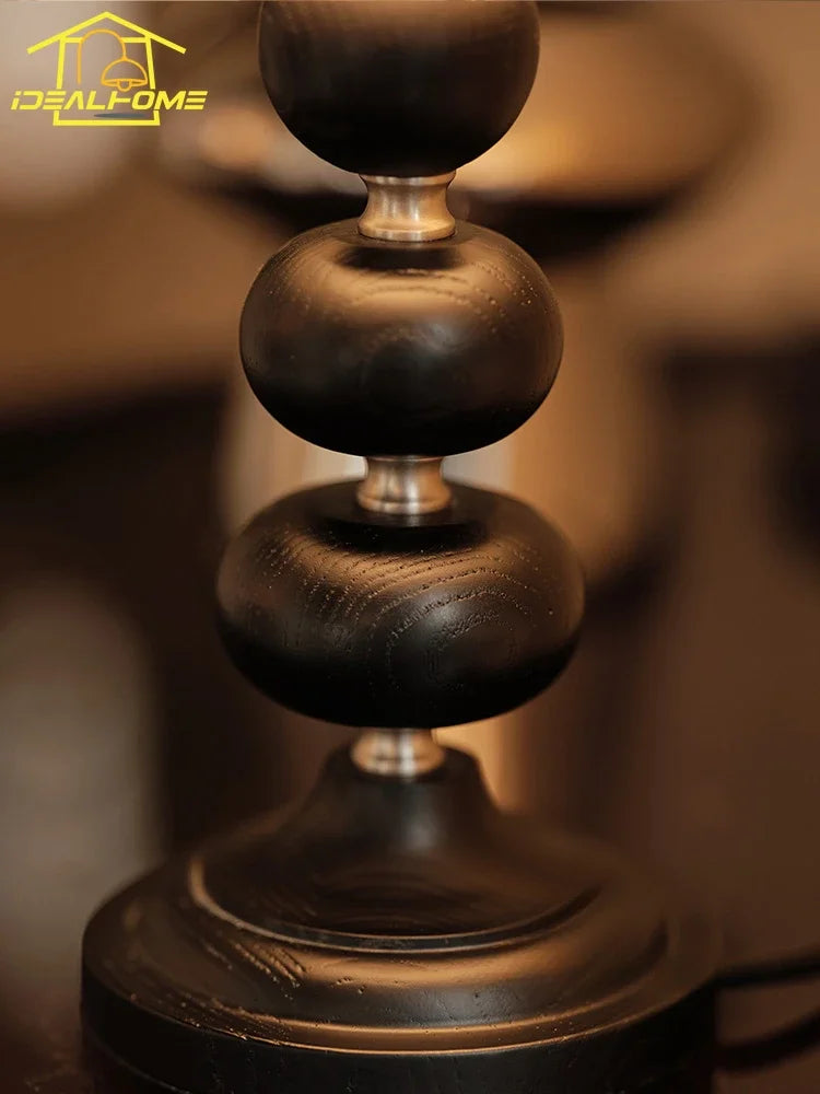 Afralia™ Medieval LED Table Lamp - Black/Walnut Finish