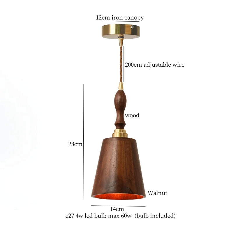 Afralia™ Walnut Wood LED Pendant Light for Home and Restaurant Lighting