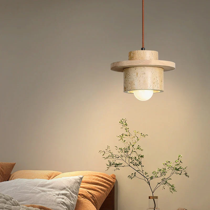 Afralia™ Stone LED Hanging Lamp for Home Decor, Japanese Style Luminaire
