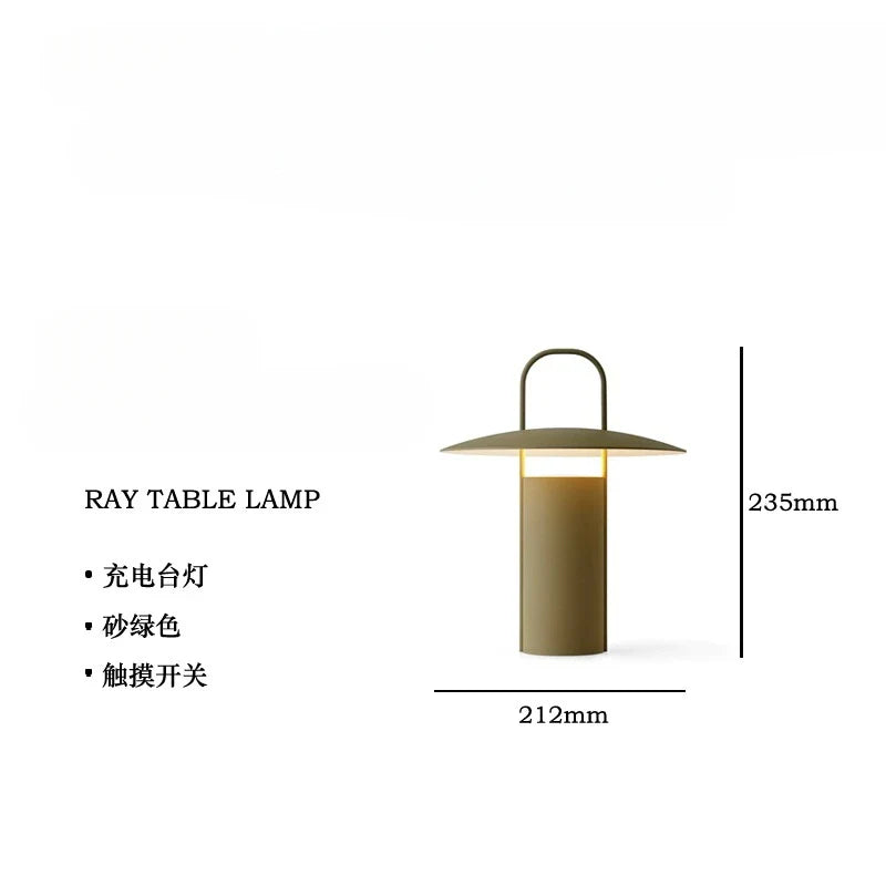 Afralia™ Portable Hand-held Table Lamp Touch Dimming USB Charging Black/Green