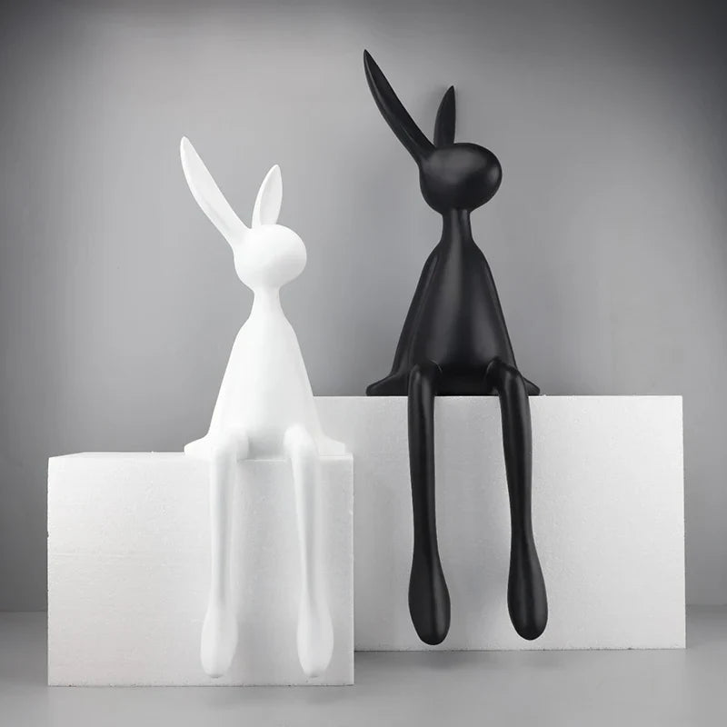 Afralia™ Rabbit Art Sculpture Abstract Figurine Nordic Home Decor Christmas Gift