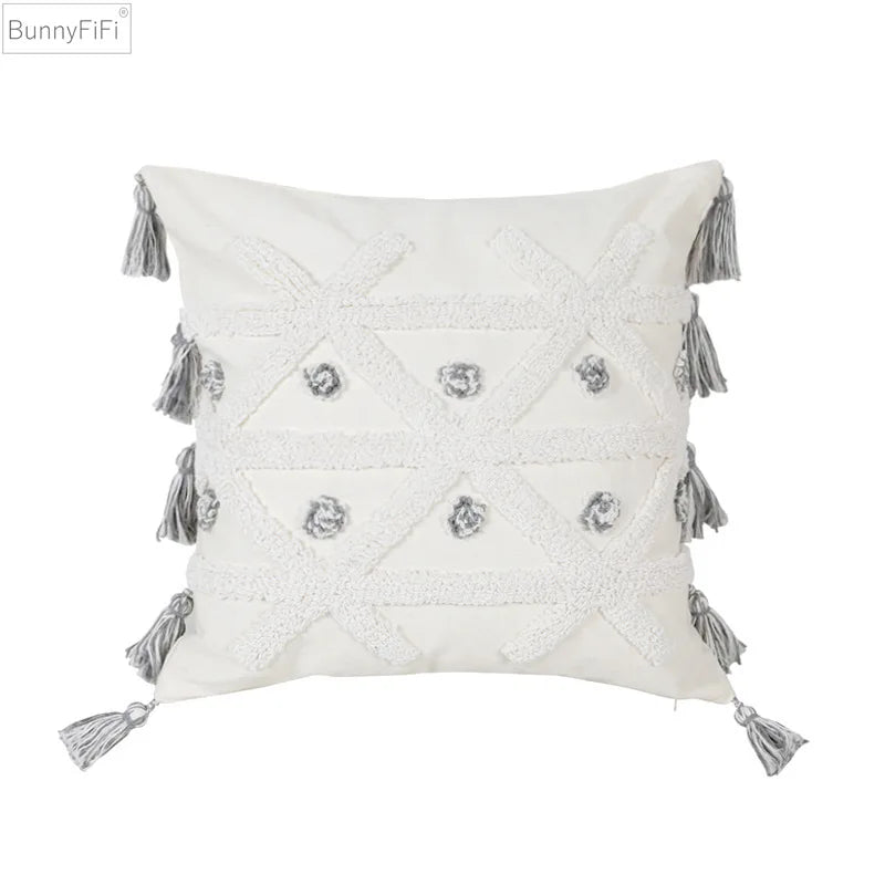 Afralia™ Tufted Tassel Cushion Cover for Home Sofa Bed Living Room