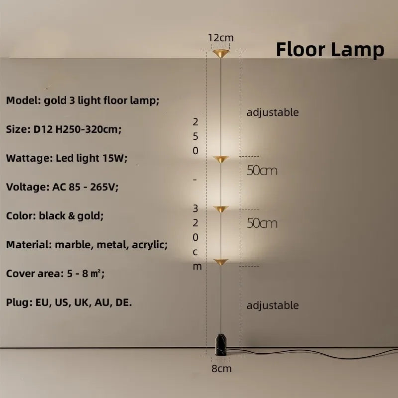 Afralia™ Nordic Marble Floor Lamp Adjustable Metal LED Light