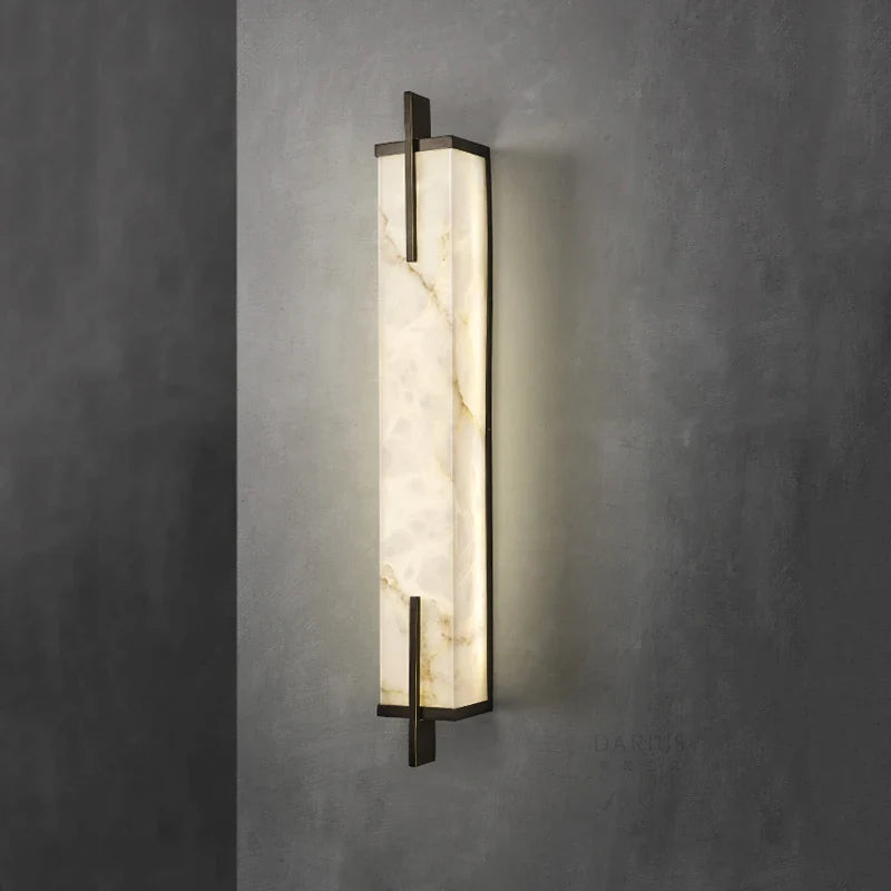 Afralia™ Neo-Chinese Brass Marble Wall Lamp 60CM LED for Living Room and Bedroom
