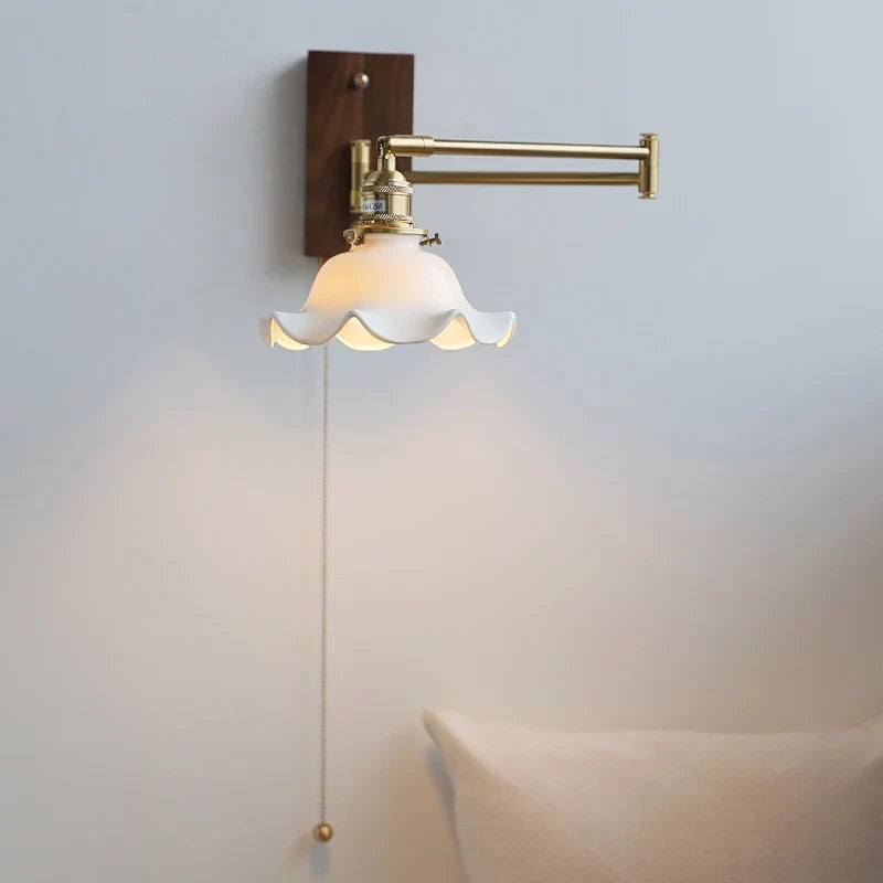 Afralia™ Ceramic LED Wall Light with Copper Arm, Modern Design, Up Down Lampshade
