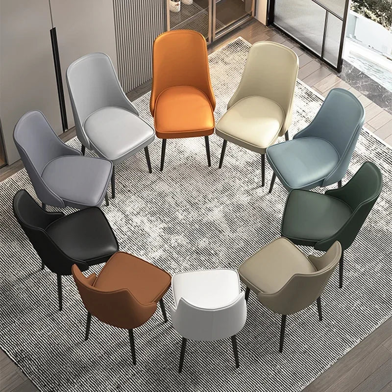 Afralia™ Nordic Living Leather-Seated Chair with Supportive Backrest for Kitchen and Reception