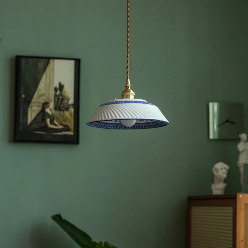 Afralia™ Twill Ceramic LED Pendant Light: Japanese Vintage Style for Home and Cafe