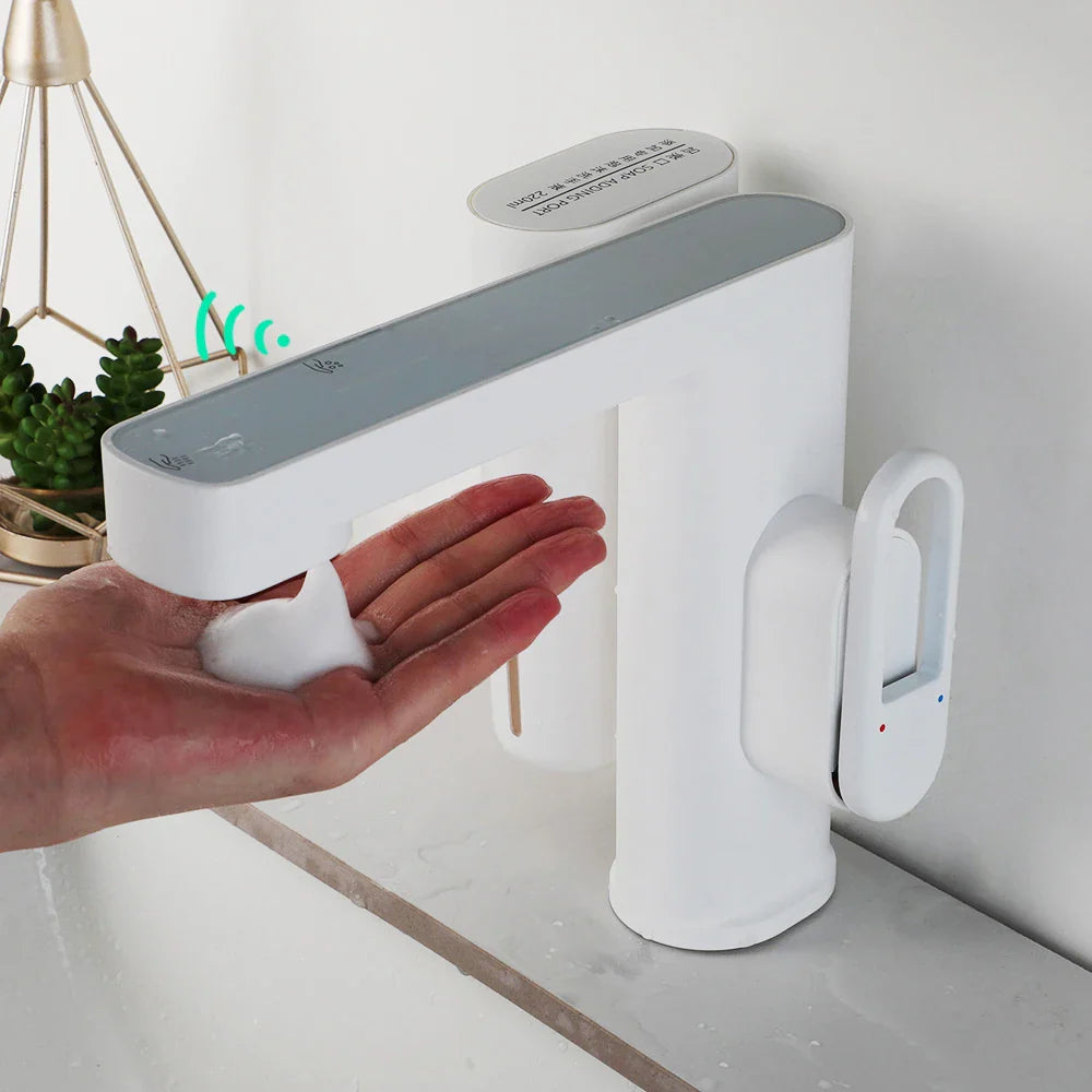Afralia™ Touch-Free Basin Sensor Faucet & Foam Soap Dispenser Mixer Taps - Deck Mounted