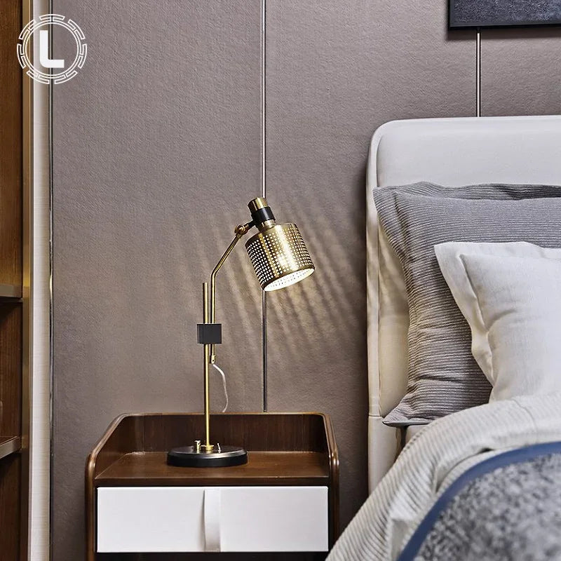 Afralia™ Postmodern Gold Desk Lamp for Living Room Bedroom Study Retro Minimalist Design