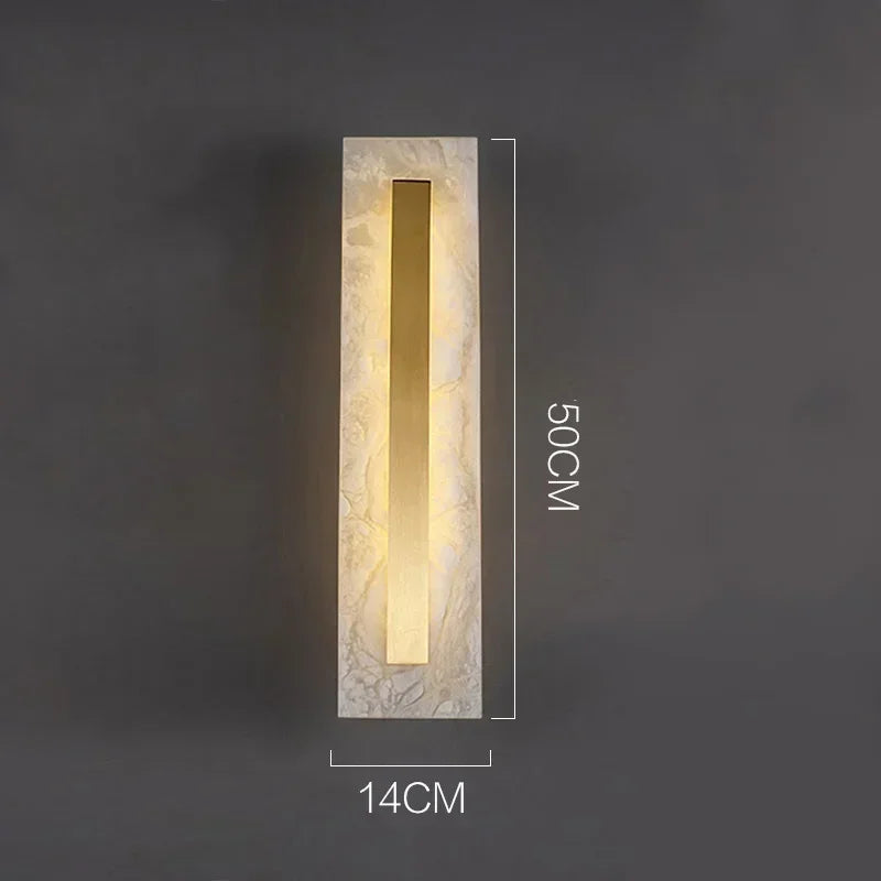 Afralia™ Modern Copper Wall Lamp for Living Room TV Background, Marble Bedside Light