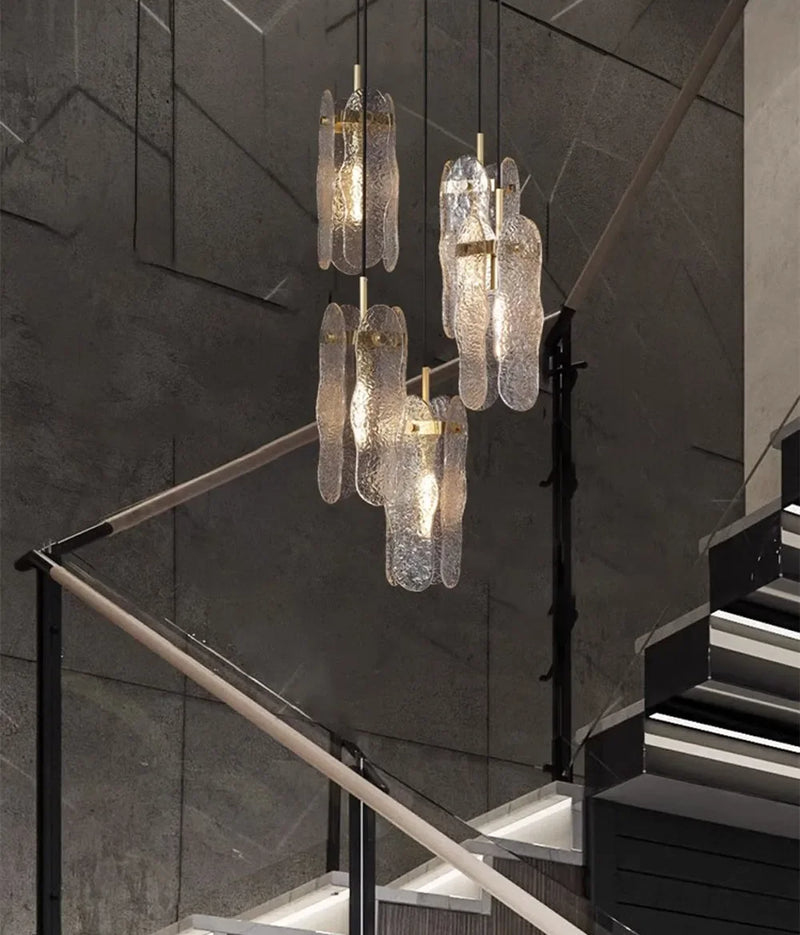 Afralia™ Water Ripple Glass Chandelier: Modern Luxury Living Room Ceiling Lamp for Elegant Home Decor