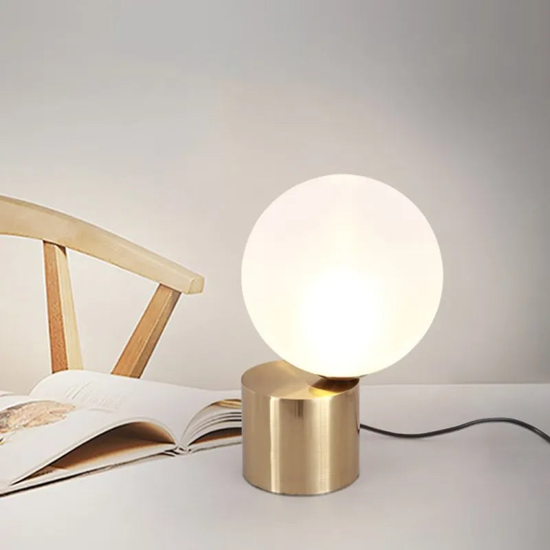 Afralia™ Glass Circular Table Lamp for Bedroom Study Hotel Modern Decorative Ball Desk Lamp