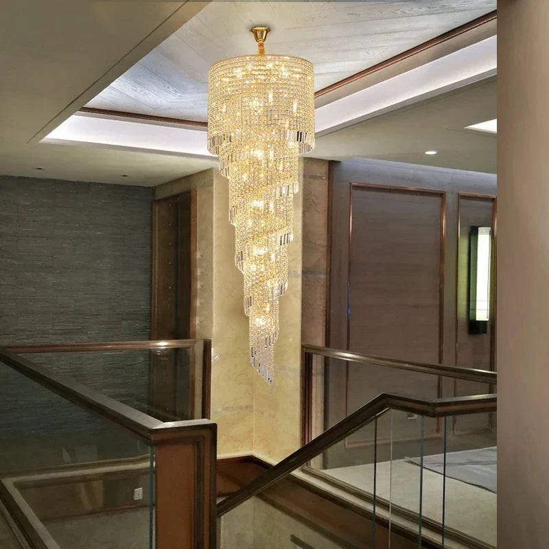 Afralia™ Crystal Chandelier LED Staircase Light Fixture Modern Luxury Home Decor