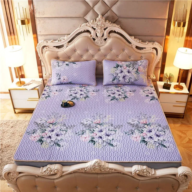 Afralia™ Cartoon Print Silky Mattress Set: 4-Layer Quilted Breathable Cushion