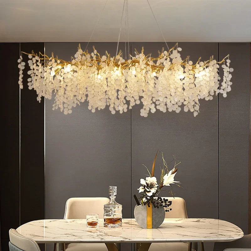 Afralia™ Gold Chandelier Glass Pendant Lamp for Home Decor - Modern Luxury Lighting