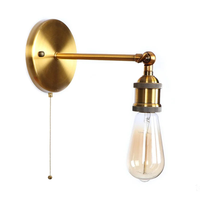 Afralia™ Gold Vintage Iron LED Wall Lamp for Indoor Decor - Retro Simple Luminaire