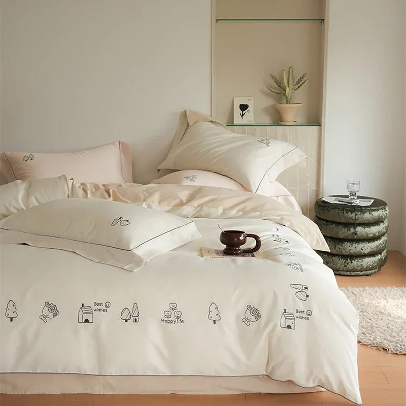 Afralia™ Brushed Volcanic Fleece Bedding Set: Luxe 100% Cotton Duvet Cover & Pillowcases
