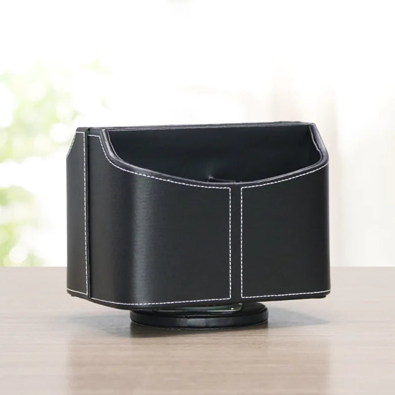 Leather Remote Caddy, 360° Spinning TV Holder Organizer for Bedside Table by Afralia™