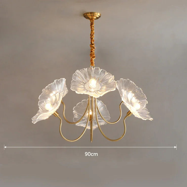 Afralia™ Lotus Leaf Glass Ceiling Chandelier with E14 Bulb