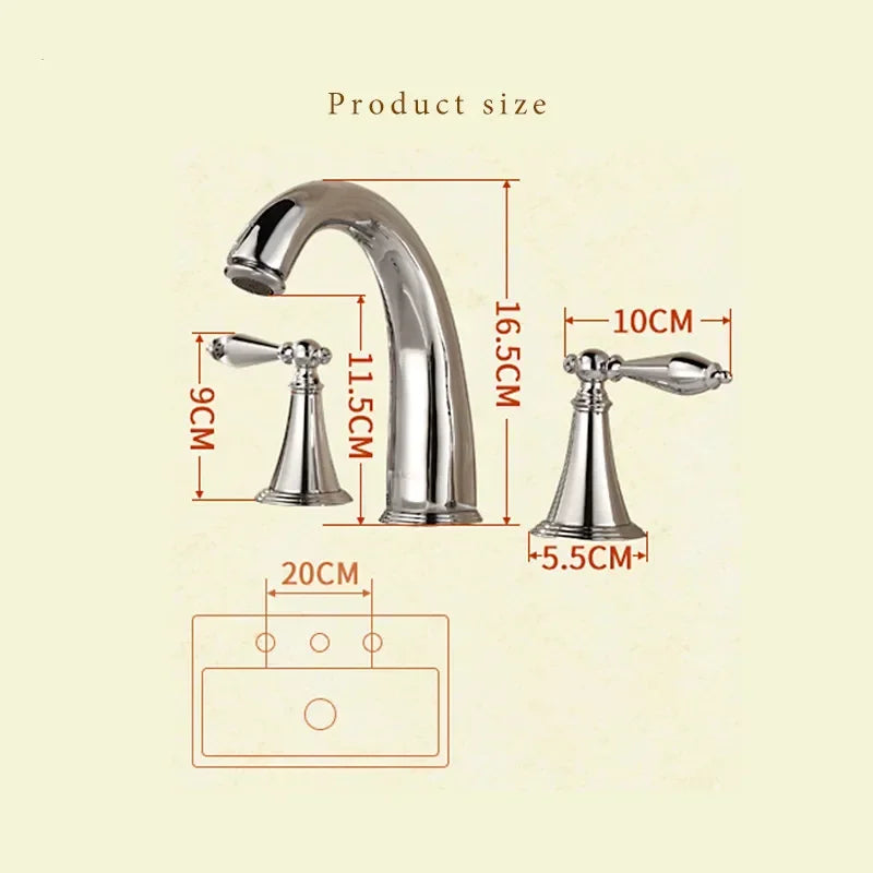 Afralia™ Widespread Dual Handle Basin Faucet Mixer Tap - 3 Hole Deck Mount