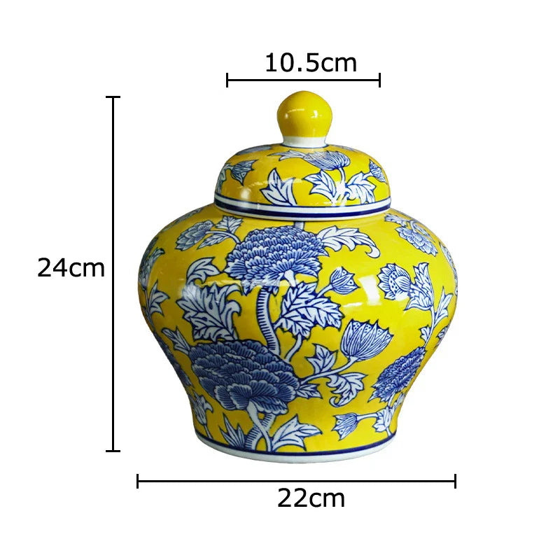 Afralia™ Pomegranate Pattern Blue White Porcelain Vase Flower Pot Room Decor