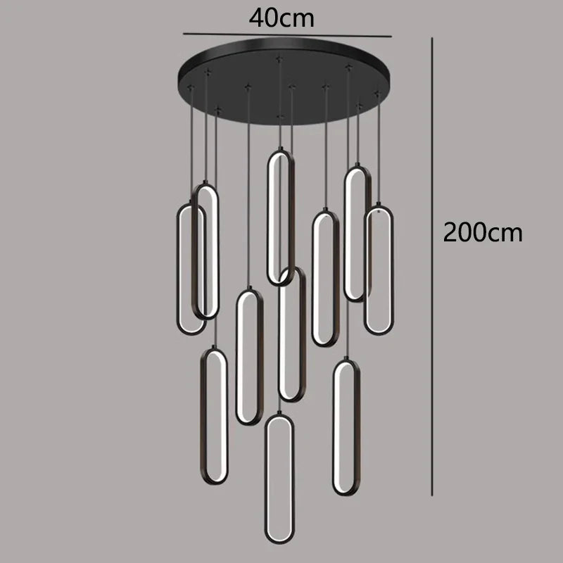 Afralia™ LED Staircase Chandeliers | Modern Pendant Light for Living Room