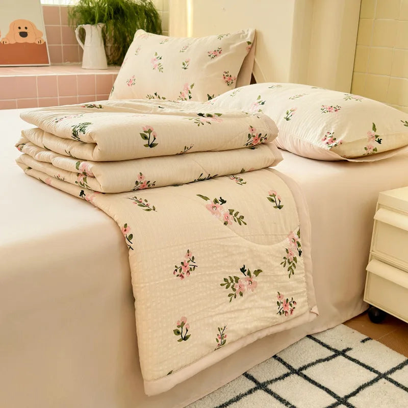 Afralia™ Floral Print Cooling Blanket – Lightweight Polyester Quilted Blanket