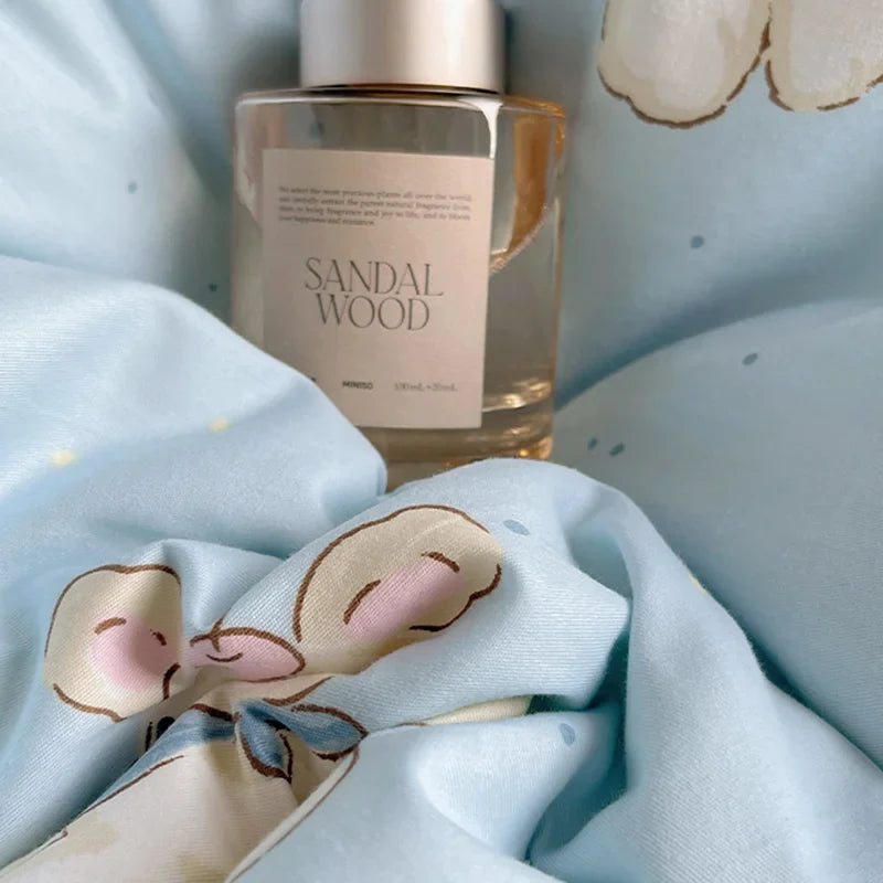 Afralia™ Cartoon Pattern 100% Cotton Bedding Set - Single Double Size Soft Fitted Sheet, Cozy & Breathable