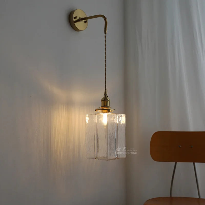 Afralia™ Copper Glass LED Mirror Light for Bedroom Living Room Wall Sconce