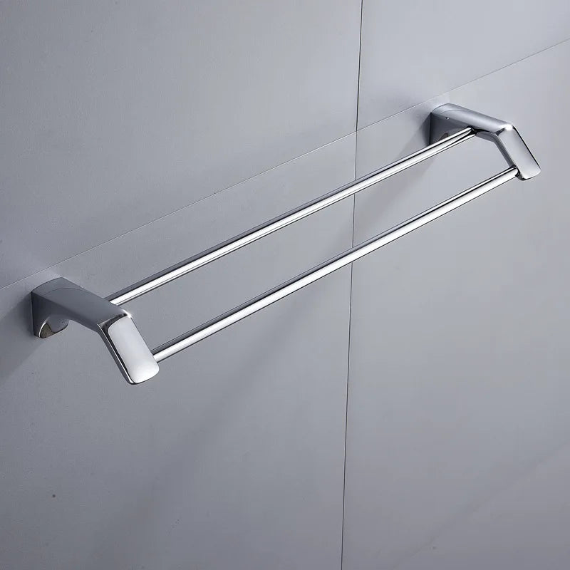 Afralia™ Matte Black Stainless Steel Double Towel Shelf Rack Holder