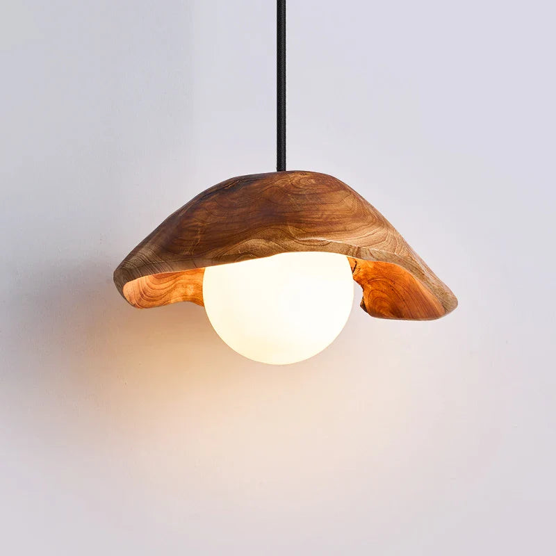 Afralia™ Wood Grain 3-Light Retro Style Pendant Light for Living Room and Bedroom