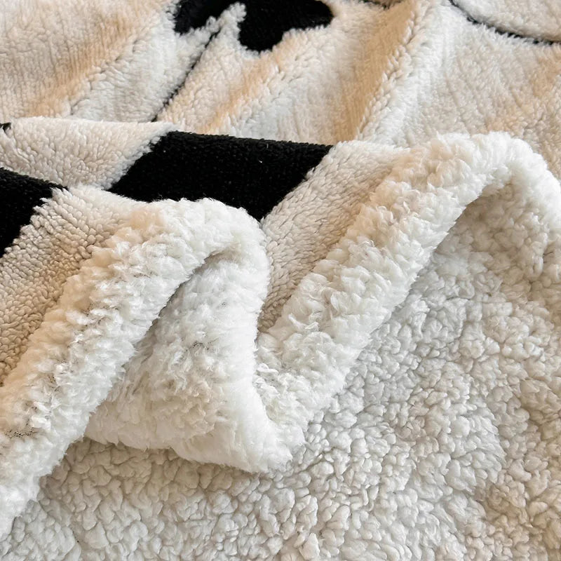 Afralia™ Double-Layer Jacquard Lamb Wool Blanket - Cozy Sofa Throw for Winter Home Comfort