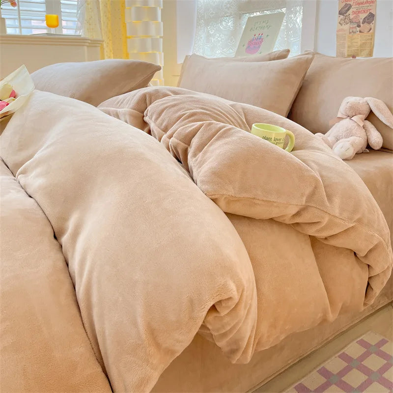 Afralia™ Milk Fleece Duvet Cover: Winter Warm Bedding for Queen King Bed
