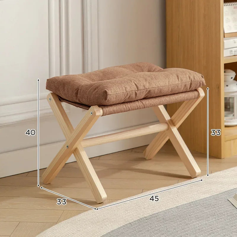 Afralia™ Solid Wood Low Stool for Living Room, Sofa, Balcony, Tatami, Shoe chairs