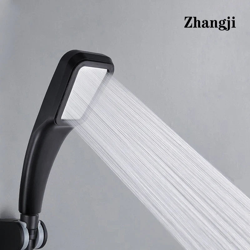 Afralia™ Black High Pressure Rainfall Shower Head with Bracket and Water Saving Nozzle