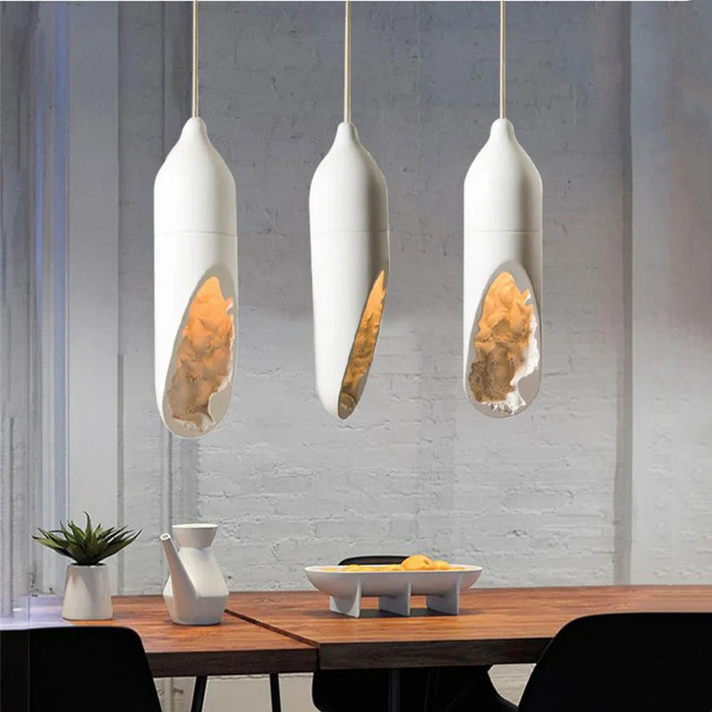 Afralia™ Wabi Sabi Plaster Pendant Lamp White Chandelier