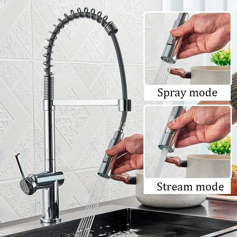 Afralia™ Black Kitchen Faucet with Dual Mode Sprayer, 360 Rotation, Hot & Cold Mixer