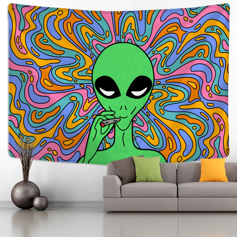 Afralia™ Psychedelic Alien Tapestry Wall Hanging Abstract Hippie Boho Dorm Home Decor