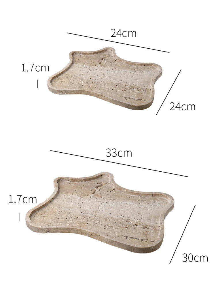 Afralia™ Travertine Stone Tray: Decorative Jewelry & Trinket Dish Organizer for Home Décor