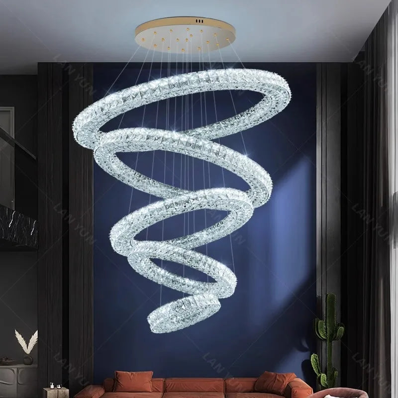 Afralia™ Luxury Crystal Chandelier Pendant Light for Living Room, Staircase & Ceiling.