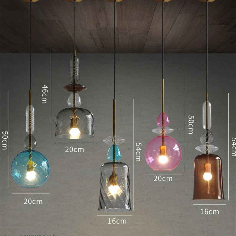 Afralia™ Glass Candy Pendant Lights: Modern Nordic Home Lighting for Living Room, Restaurant, and Kitchen