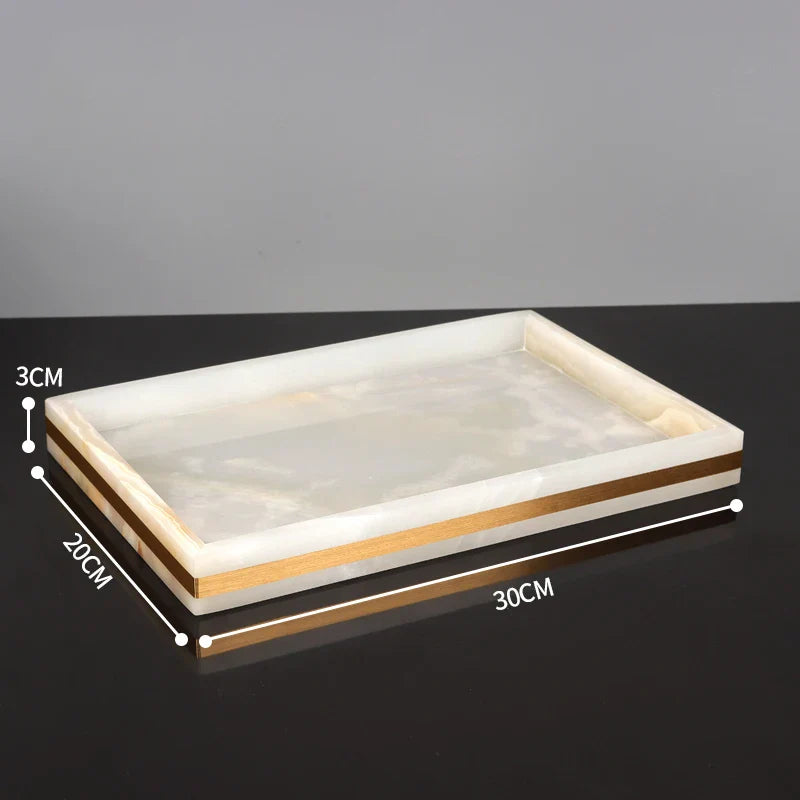 Afralia™ White Onyx Marble Bathroom Set Gold Luxury Soap Dispenser Toothbrush Holder