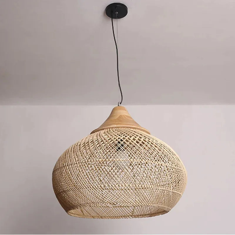 Afralia™ Vintage Rattan Pendant Lamps: Japanese Wabi Sabi Style for Kitchen, Dining Room