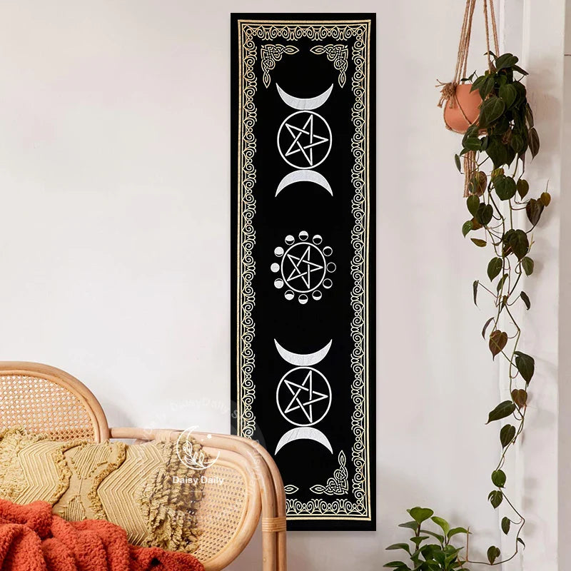 Afralia™ Triple Moon Phases Tapestry Wall Hanging | Mystical Tarot Boho Room Decor