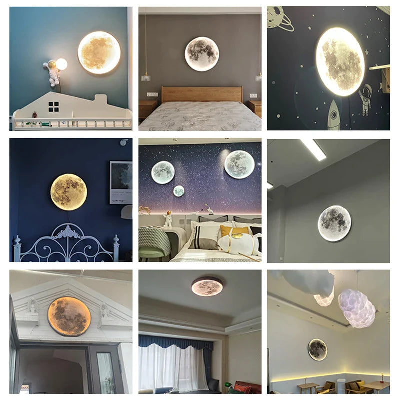 Afralia™ Moon Ring LED Wall Lamp for Aisle Corridor Bedroom Living Room Bathroom Decor