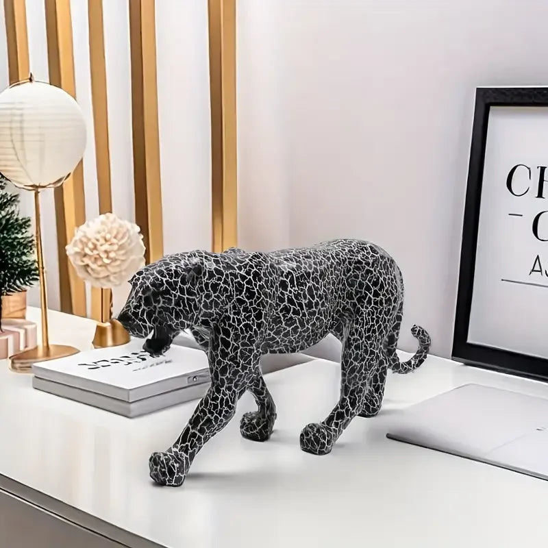 Afralia™ Leopard Panther Resin Sculpture Collectible Figurine for Modern Home Decor