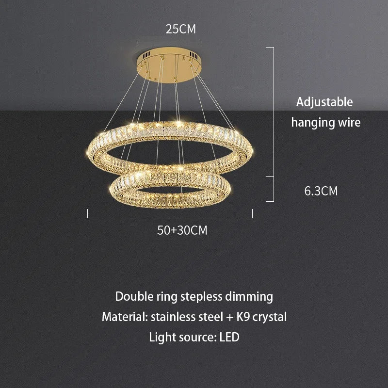Afralia™ Ring Crystal Chandelier: Luxury Living Room Light for Modern Ambiance